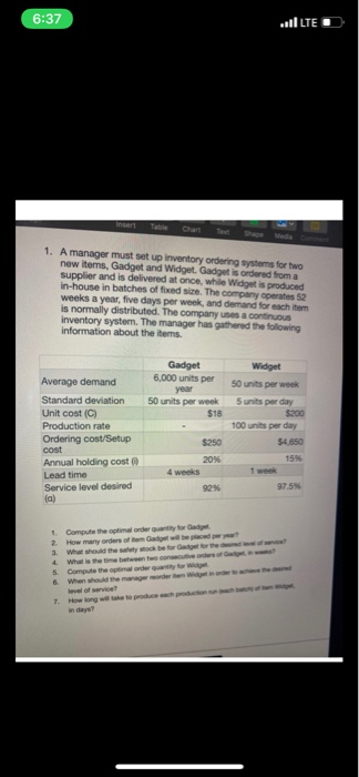 6:37 villLTE Insert We 1. A manager must set up