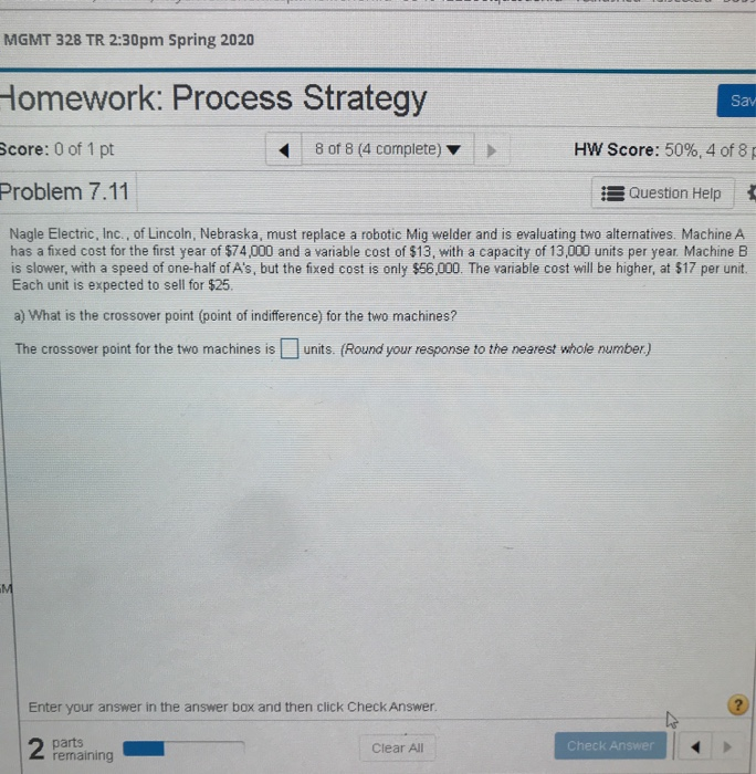 MGMT 328 TR 2:30pm Spring 2020 Homework: Process
