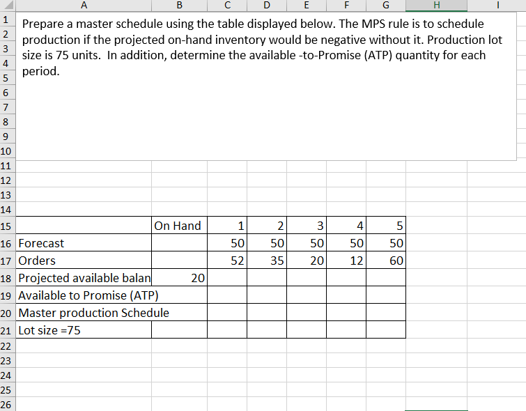 A B F 1 2 3 4 5 6 7 D E G H Prepare a master