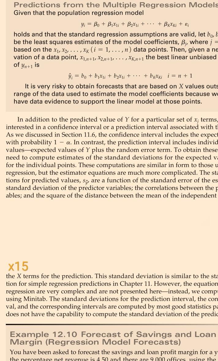 Predictions from the Multiple Regression Models