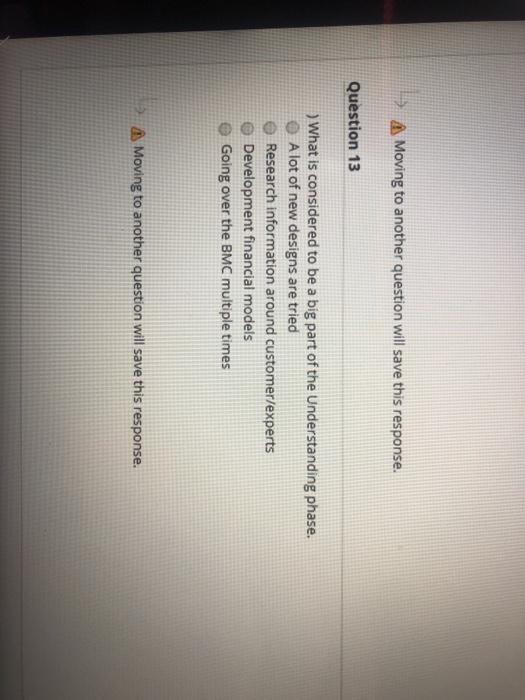 > A Moving to another question will save this