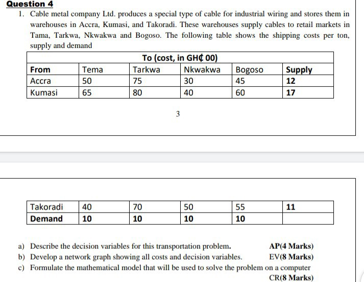 please answer all step by step Question 4 1.