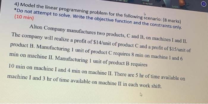 loveprest 4) Model the linear programming problem