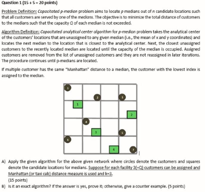 Question 1 (15+5-20 points) Problem Definition: