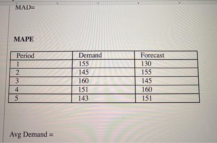 1. Calculate mean absolute deviation (MAD), mean