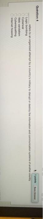 Question 4 1 points Save Answer refer to an