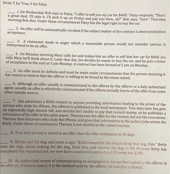 Please answer all questions. TRUE/FALSE Thank