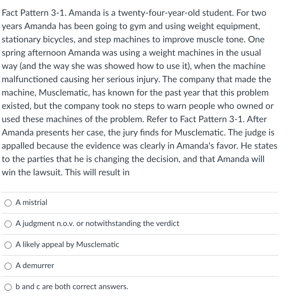 Fact Pattern 3-1. Amanda is a