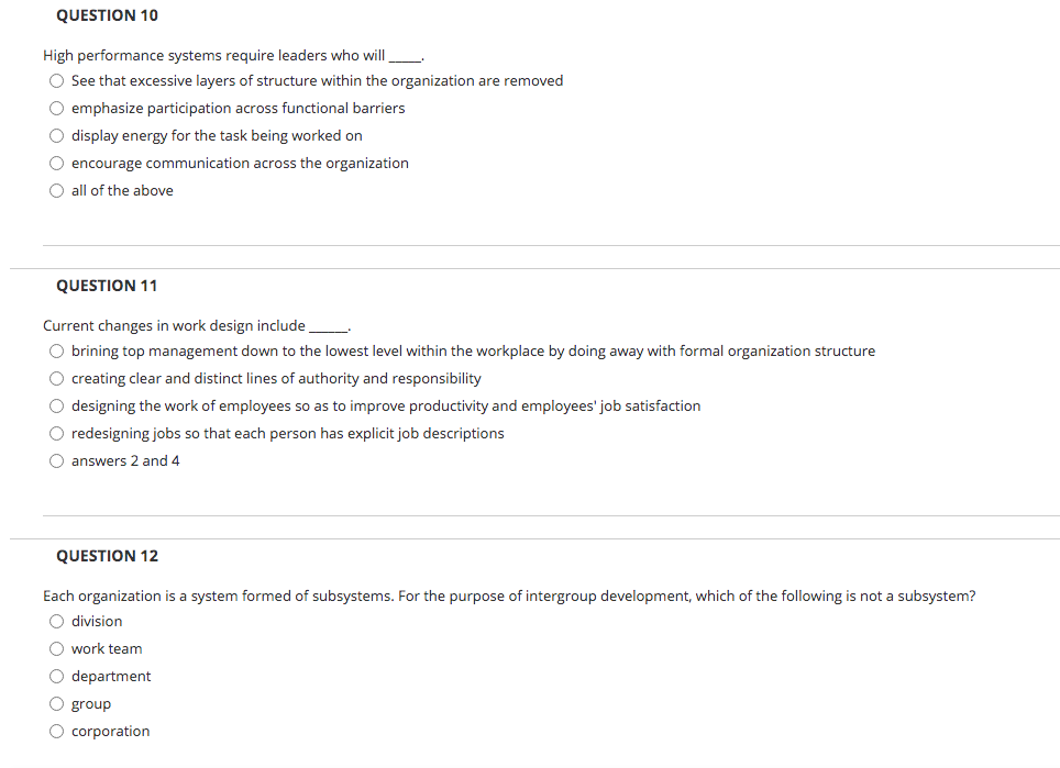 QUESTION 10 High performance systems require