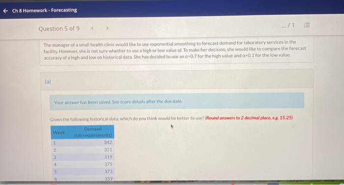 need part B. + Ch 8 Homework - Forecasting .../1