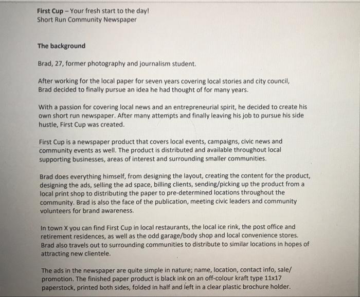 First Cup - Your fresh start to the day! Short