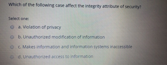 Which of the following case affect the integrity