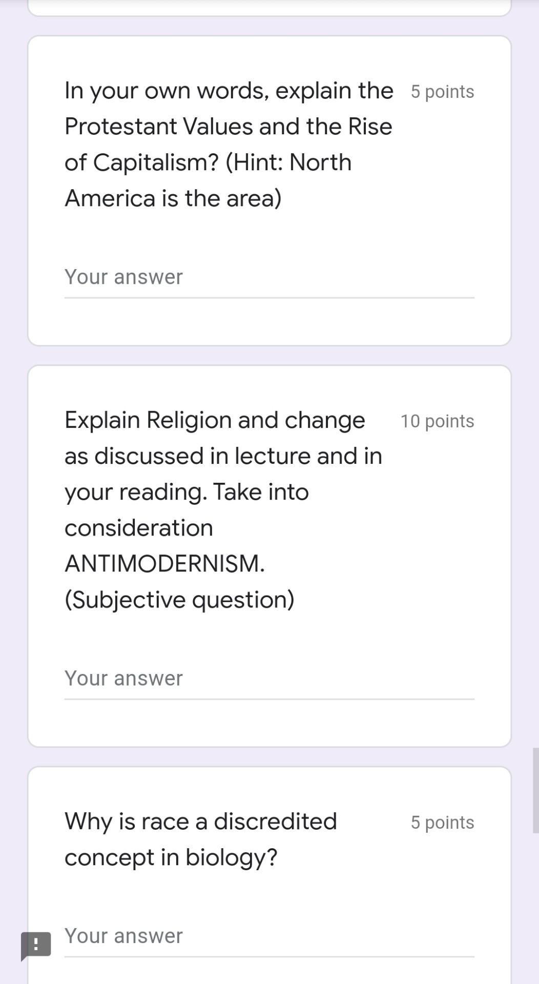 In your own words, explain the 5 points