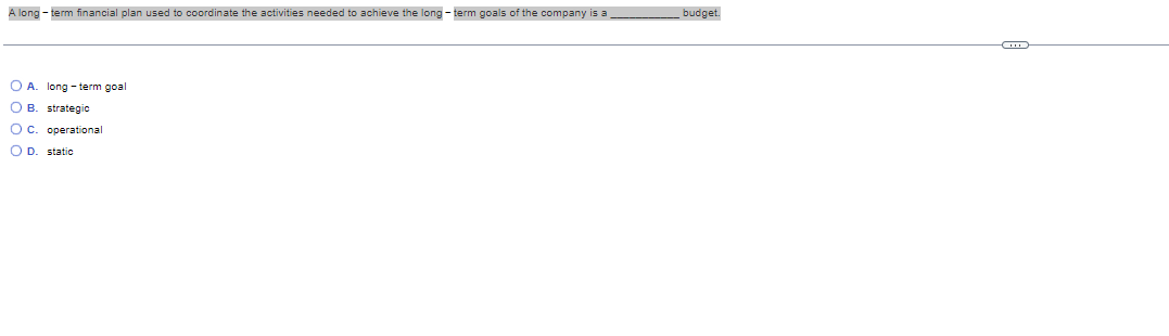 A long-term financial plan used to coordinate the