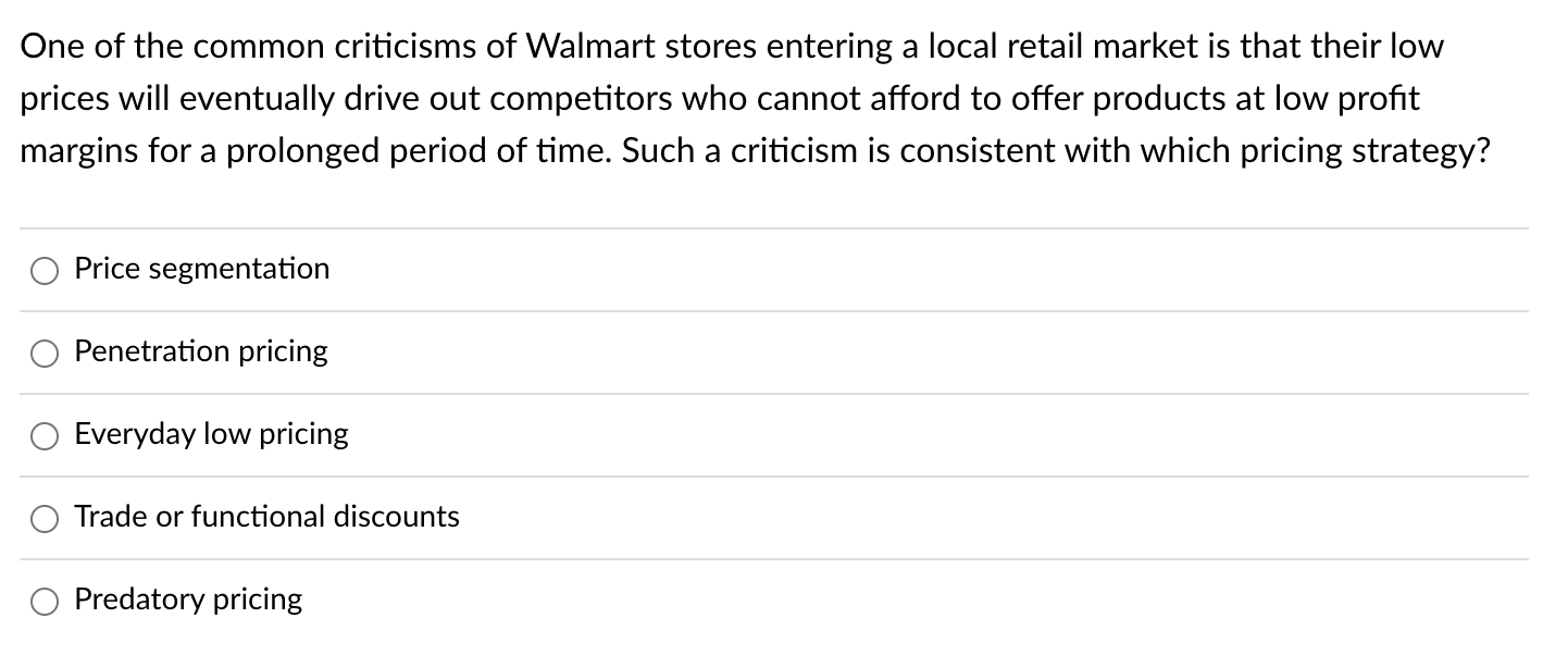 One of the common criticisms of Walmart stores