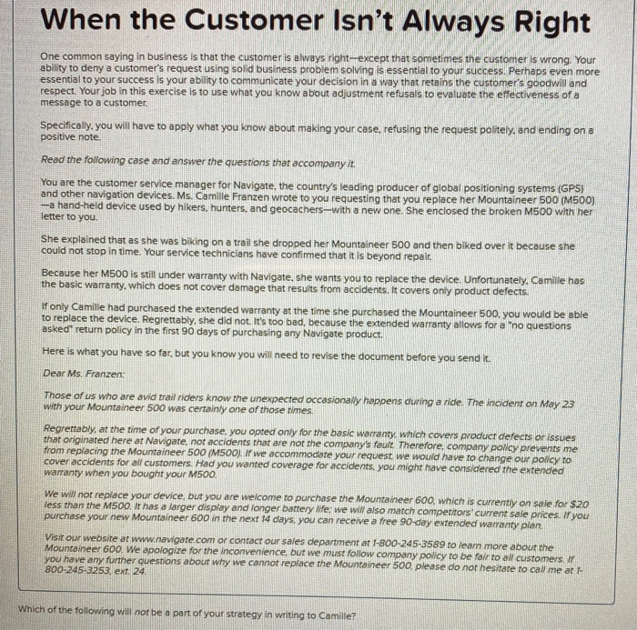 When the Customer Isn't Always Right One common