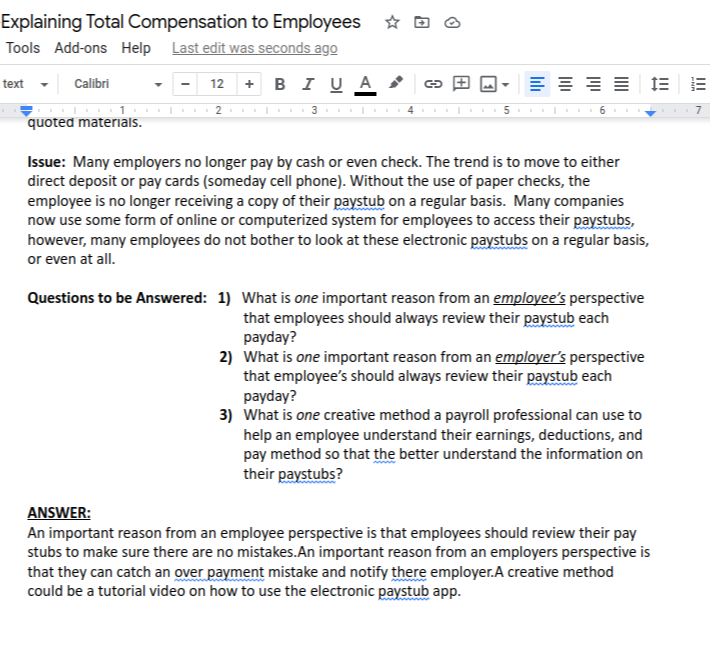 Explaining Total Compensation to Employees oo
