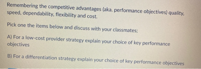 Remembering the competitive advantages (aka.
