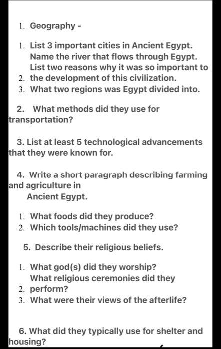 Answer only number 6 please 1. Geography - 1.