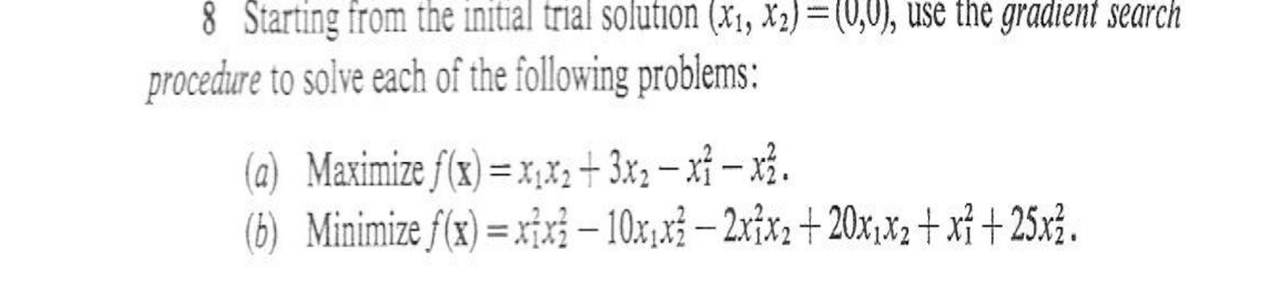 8 Starting from the initial trial solution (X1, X