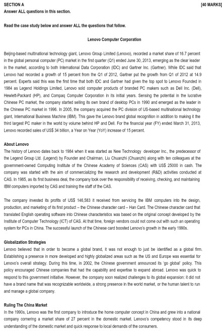 [40 MARKS SECTION A Answer ALL questions in this