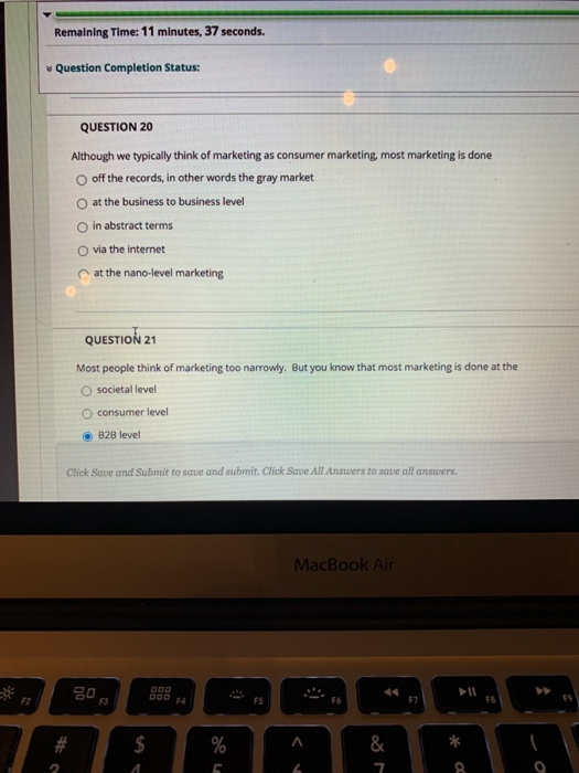 Remaining Time: 11 minutes, 37 seconds. Question