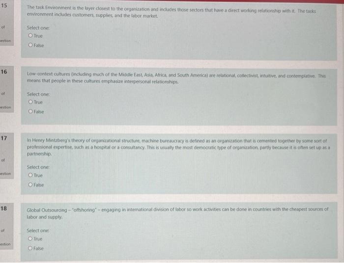 15 The task Environment is the layer closest to