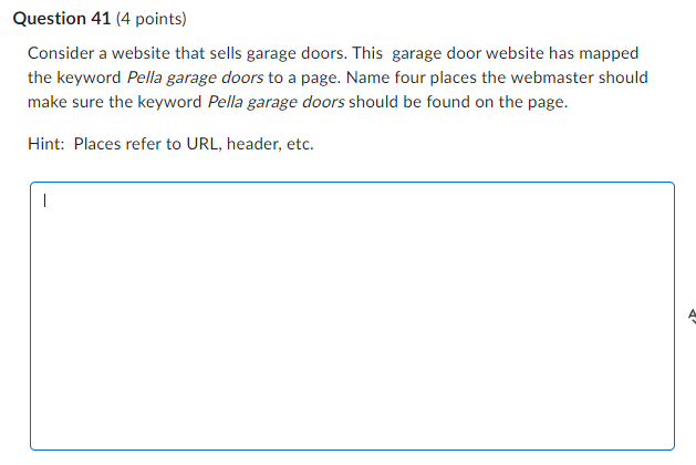 Question 41 (4 points) Consider a website that