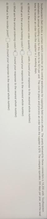 please answer a through d (: Southeastern Bell