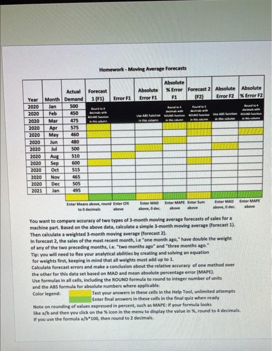 Question 6 Cell E11. Enter F1 error for August