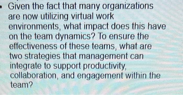 Given the fact that many organizations are now