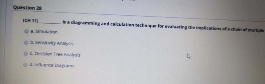 Question 28 (CH 11) is a diagramming and