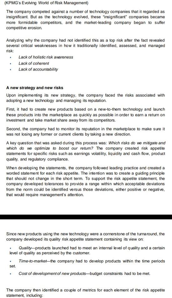 (KPMG's Evolving World of Risk Management) The