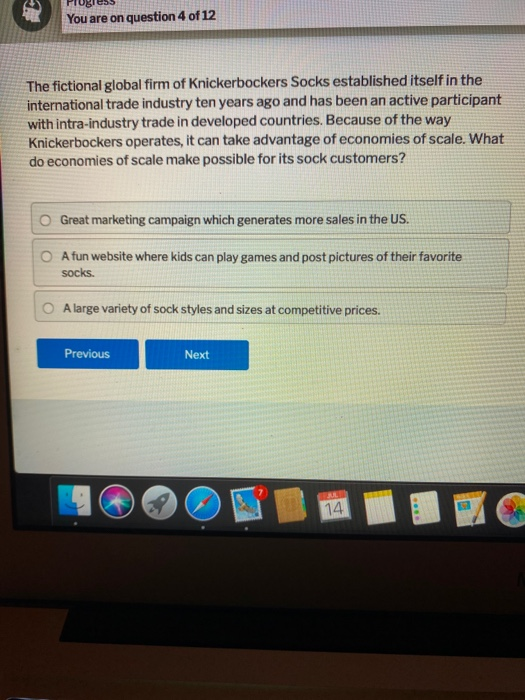 You are on question 4 of 12 The fictional global