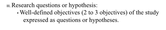 ... Research questions or hypothesis: