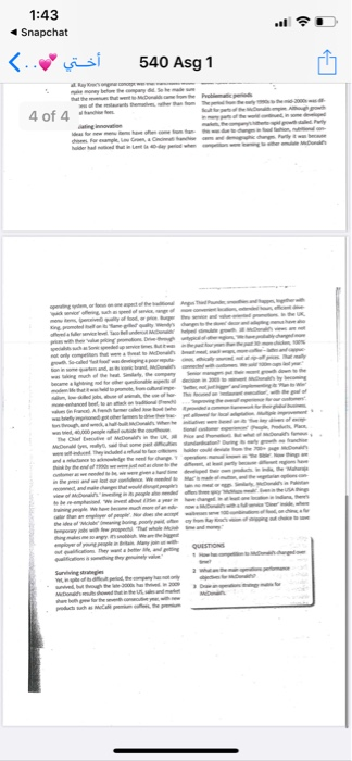 how has competition to macdonalds changed ocer