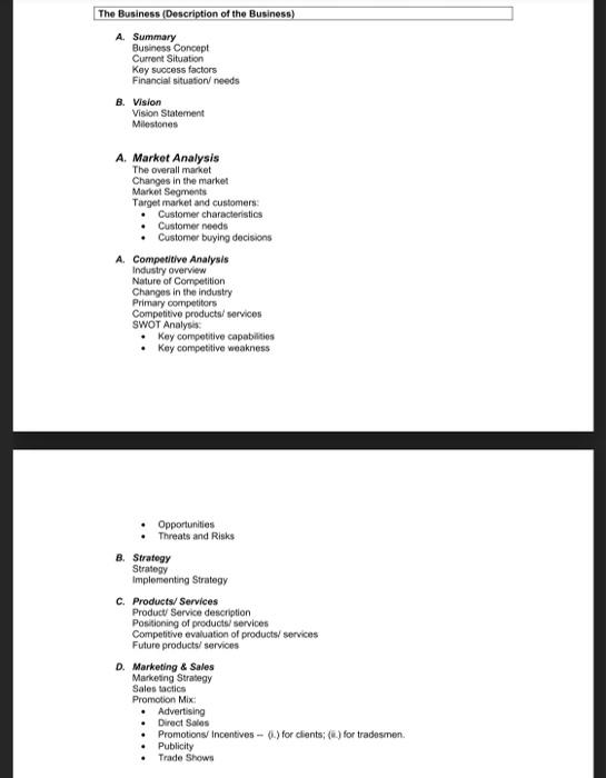 The Business (Description of the Business) A.