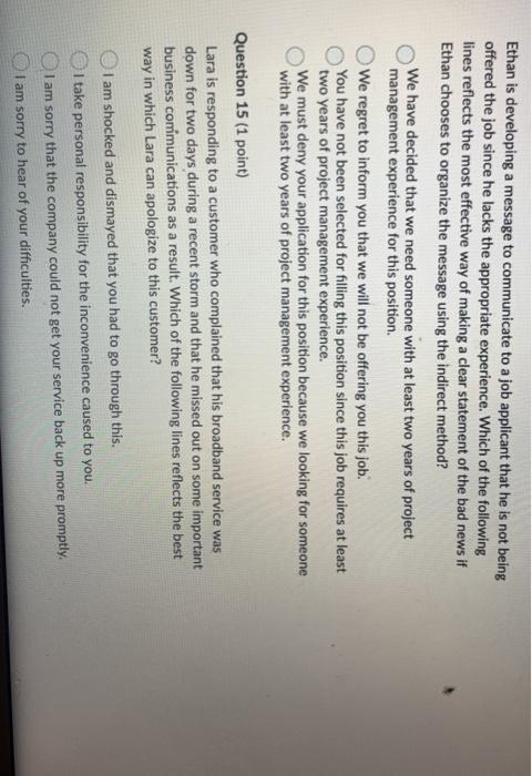 Ethan is developing a message to communicate to a