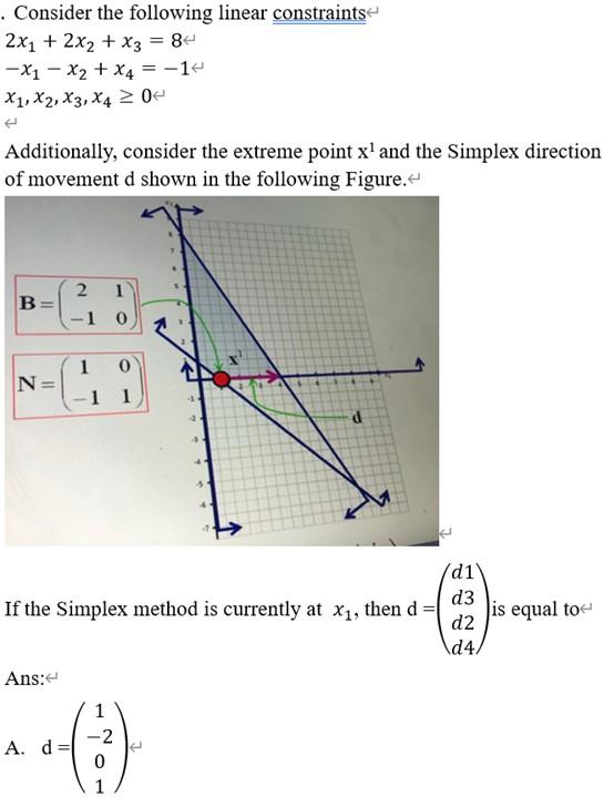 . Consider the following linear constraints 2x1 +