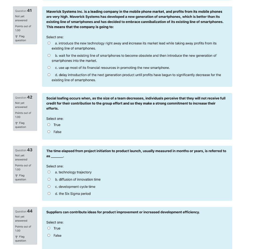 Question 41 Not yet answered Maverick Systems