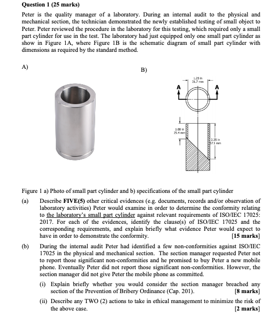 Question 1 (25 marks) Peter is the quality
