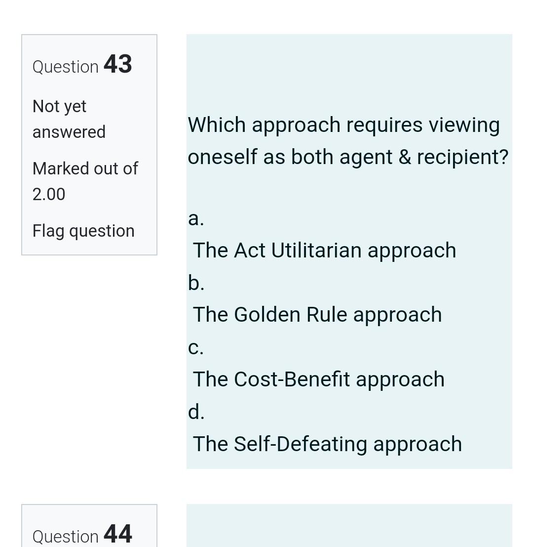 Question 41 Not yet answered Marked out of 2.00