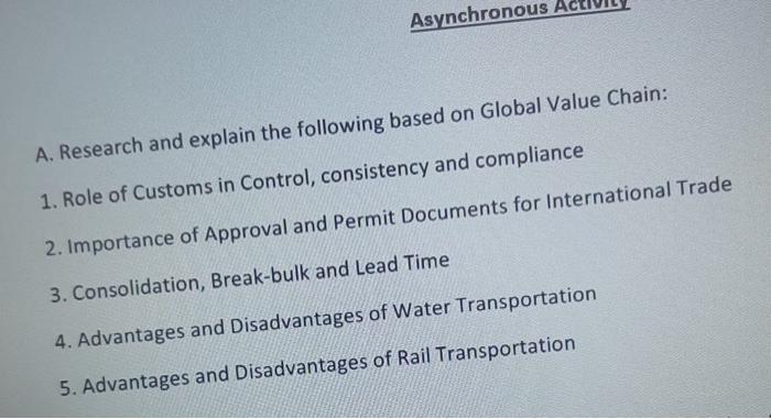 Asynchronous A. Research and explain the