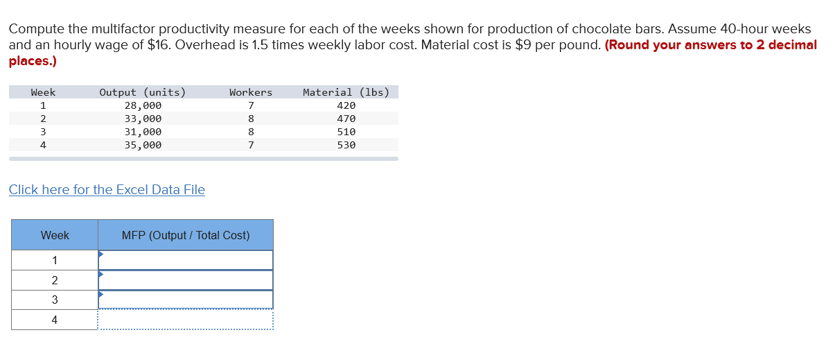 Compute the multifactor productivity measure for