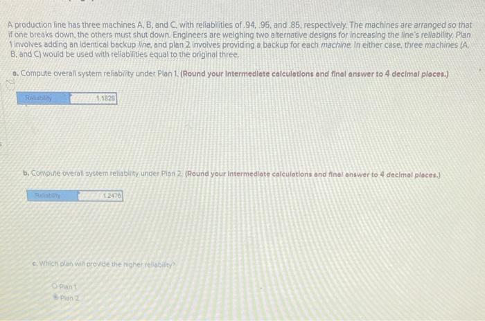 A production line has three machines A, B, and