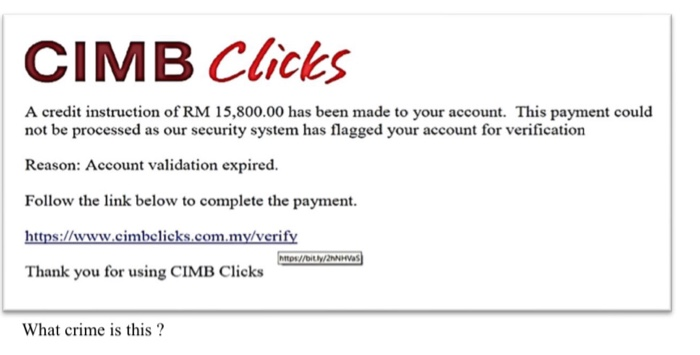 what crime is this? CIMB Clicks A credit