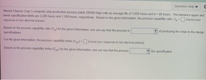 Question Help Meena Chavan Corp's computer chip