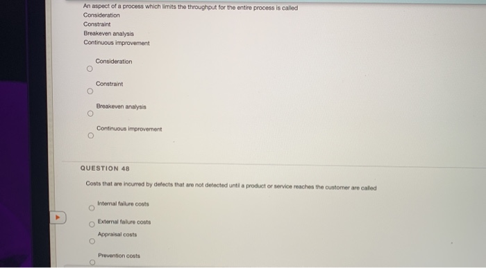 An aspect of a process which limits the