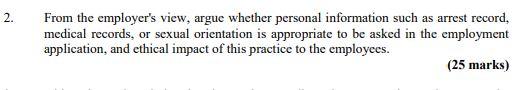 Subject: CSR 2. From the employer's view, argue