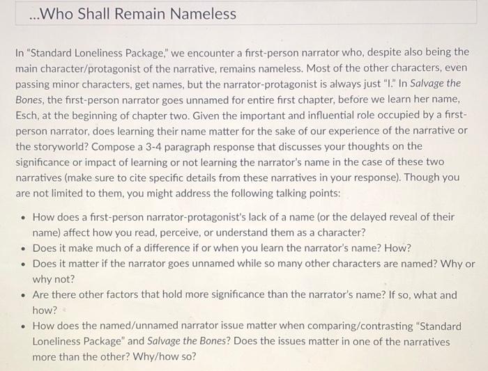 ...Who Shall Remain Nameless In "Standard